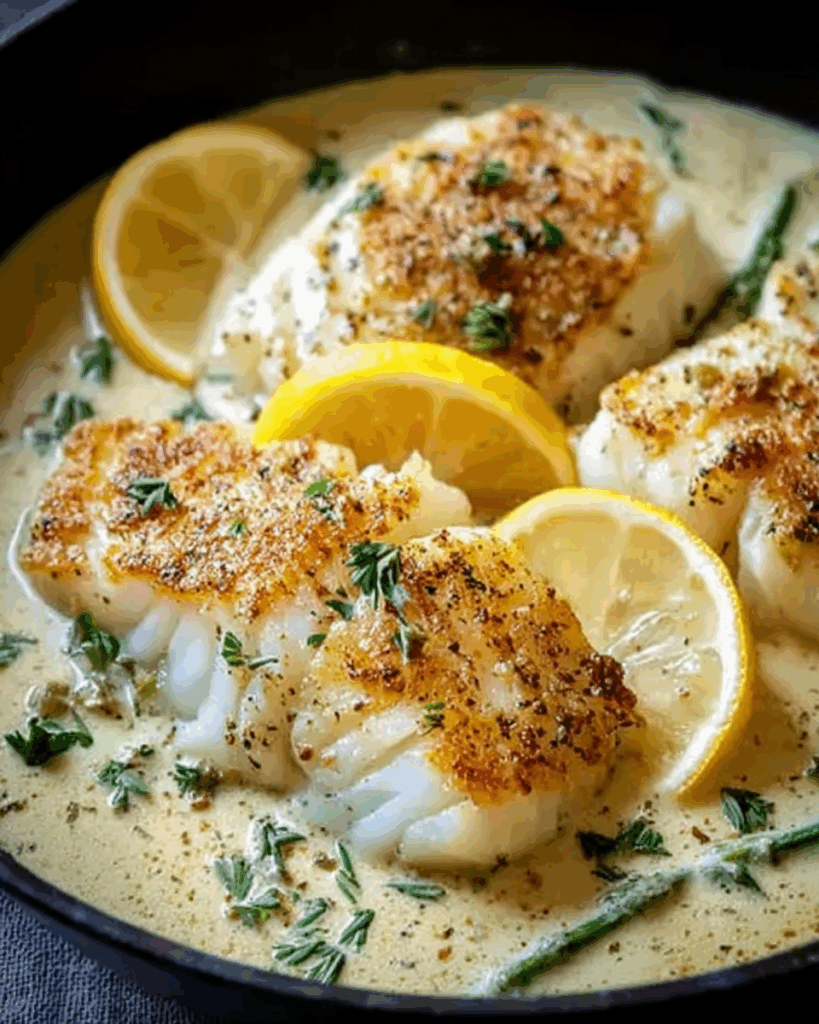 Baked Cod in Coconut Lemon Cream Sauce