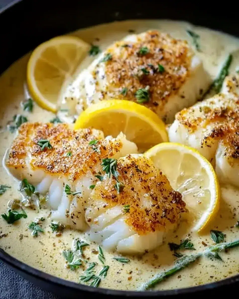 Baked Cod in Coconut Lemon Cream Sauce is a must-try!