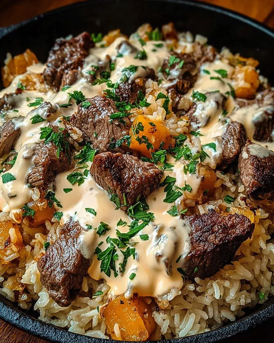 Cheesy Steak and Rice Skillet: Quick Dinner Delight!