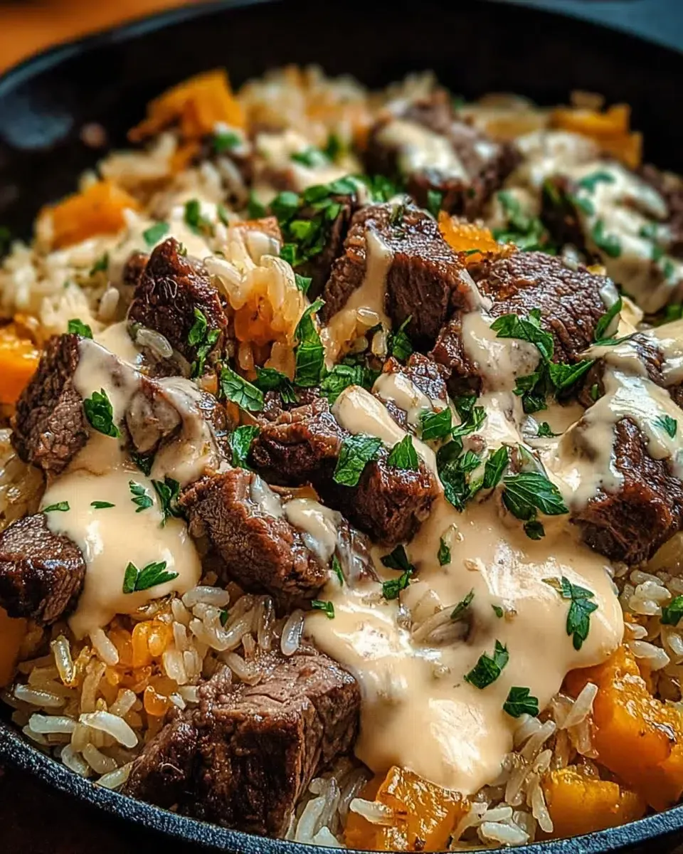 Cheesy Steak and Rice Skillet: A Comforting Delight!