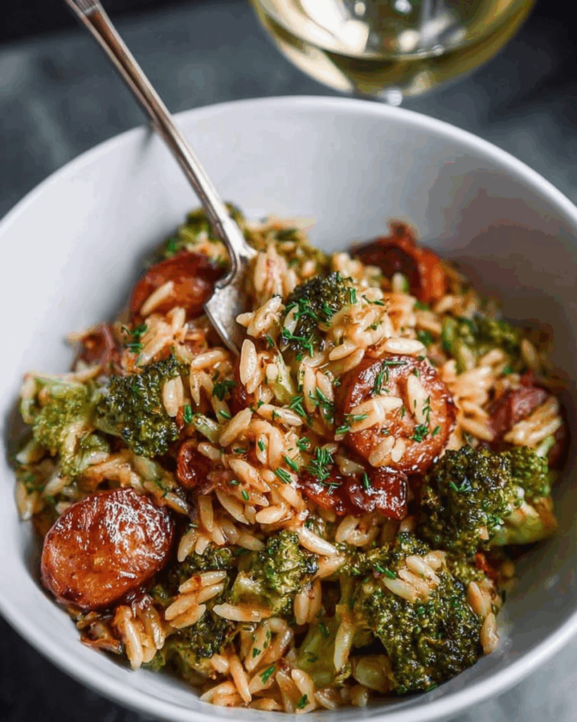 Chicken Sausage and Broccoli Orzo 2