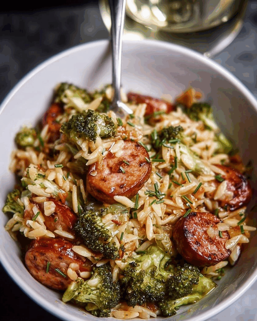 Chicken Sausage and Broccoli Orzo 3