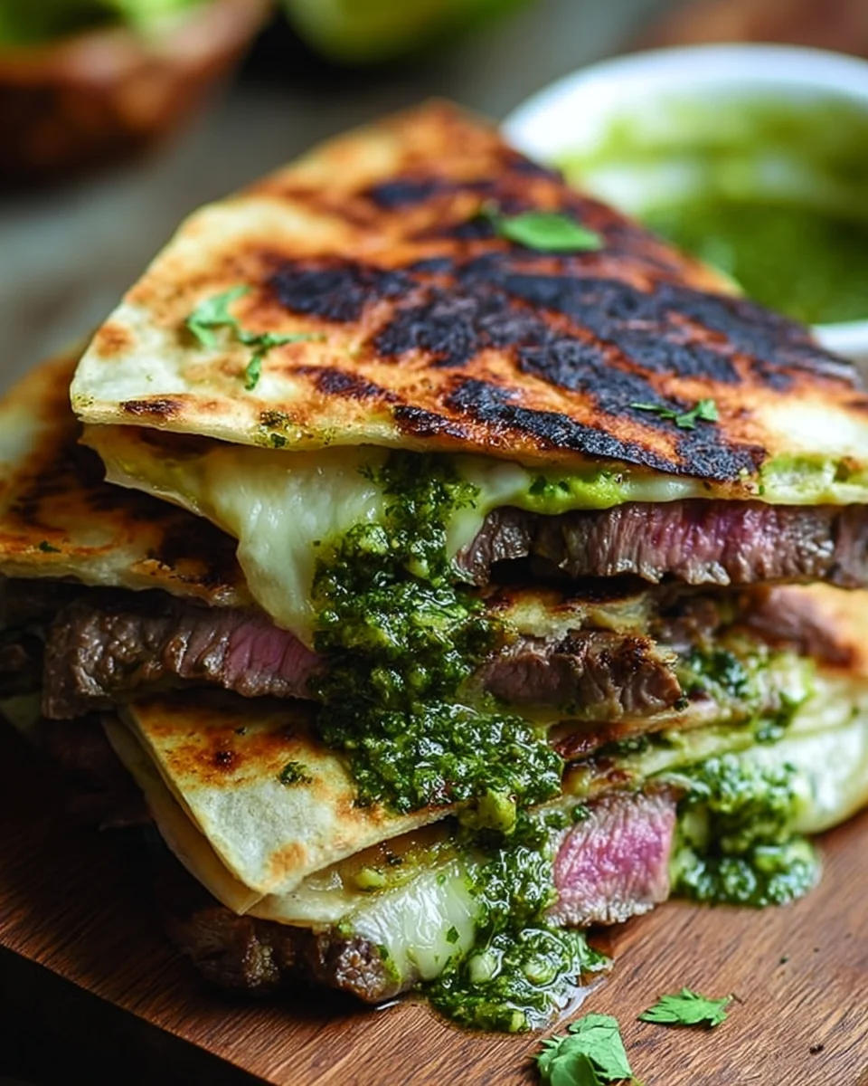 Chimichurri Grilled Steak Quesadilla with Avocado Chimichurri is a must-try!