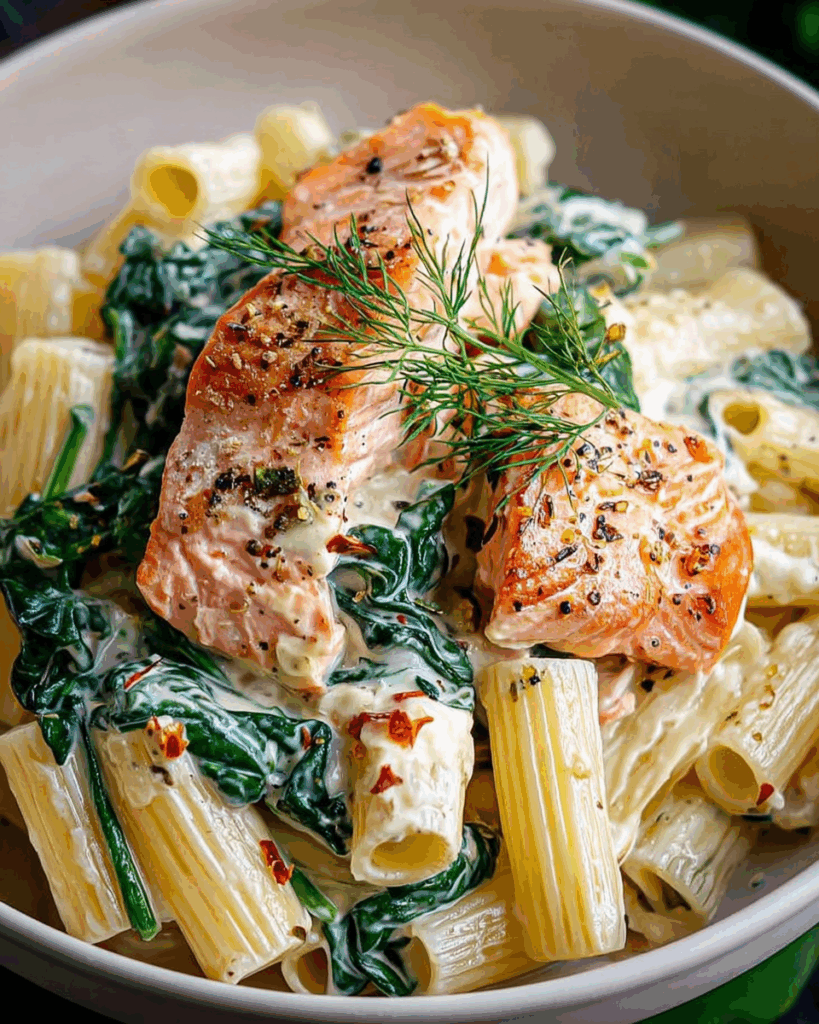 Creamy Salmon Spinach Pasta 3