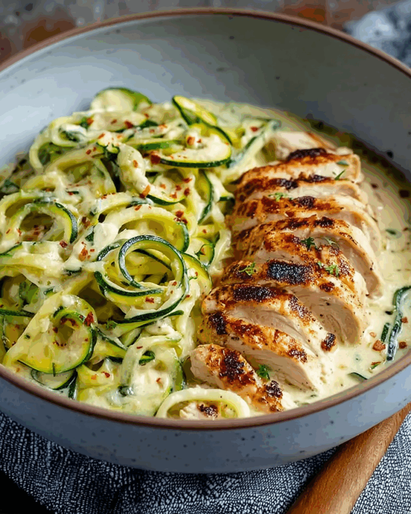 Creamy Zucchini Noodle Chicken Alfredo 2