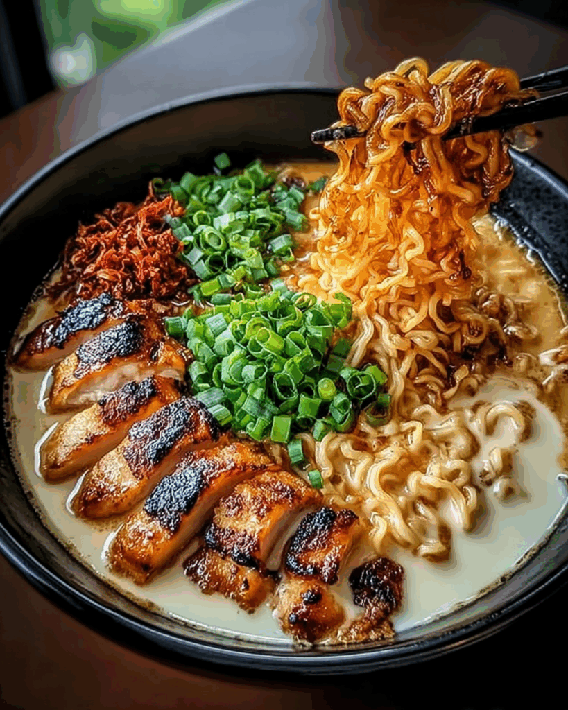 Fiery Chicken Ramen with Creamy Garlic Sauce 2 1