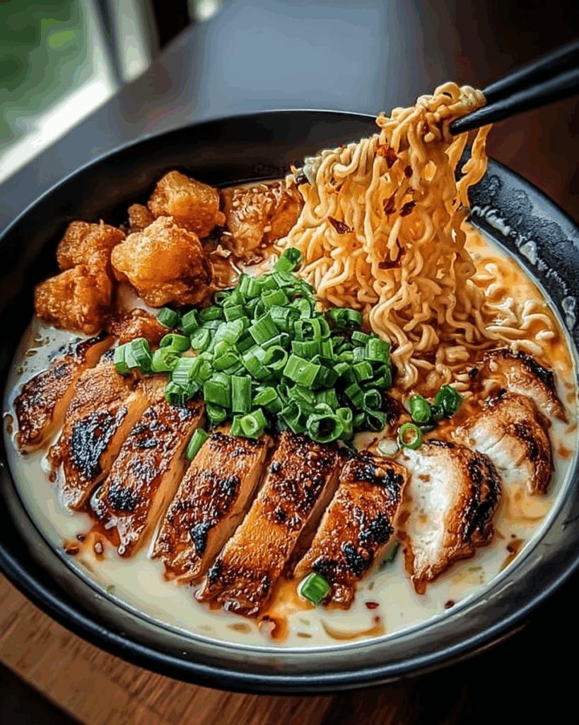 Fiery Chicken Ramen with Creamy Garlic Sauce 3 1