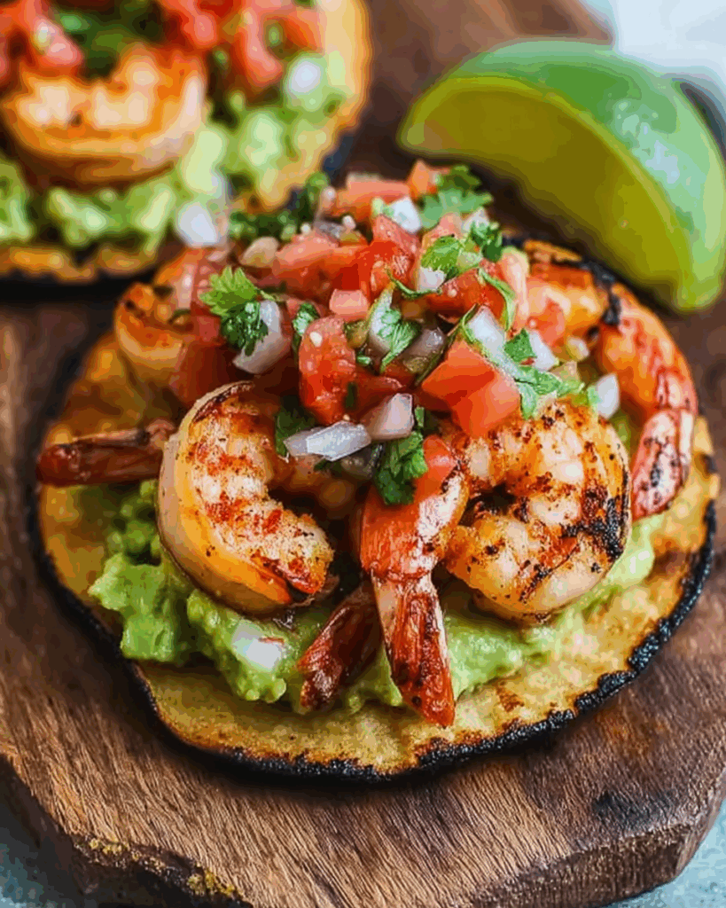 Grilled Shrimp Tostadas with Guacamole and Pico de Gallo 2