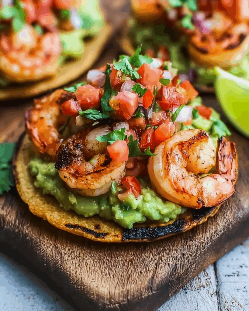 Grilled Shrimp Tostadas with Guacamole and Pico de Gallo 3
