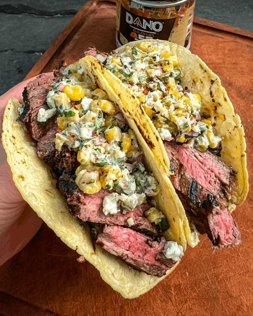 Grilled Steak Elote Tacos