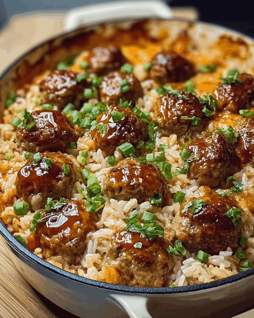 Honey Garlic Meatball Rice Bake 2