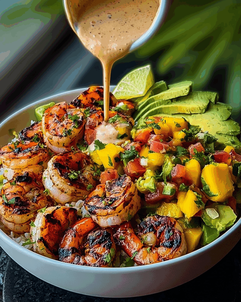 Shrimp and Avocado Bowls with Mango Salsa 2