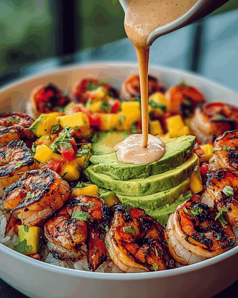 Shrimp and Avocado Bowls with Mango Salsa 3
