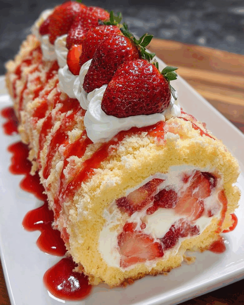 Strawberry Shortcake Cheesecake Roll 3 1