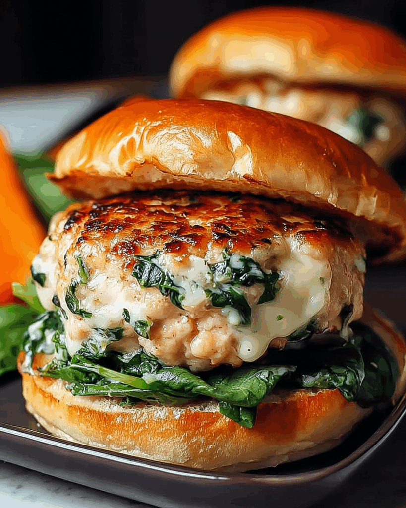 White Cheddar Spinach Chicken Burgers 2