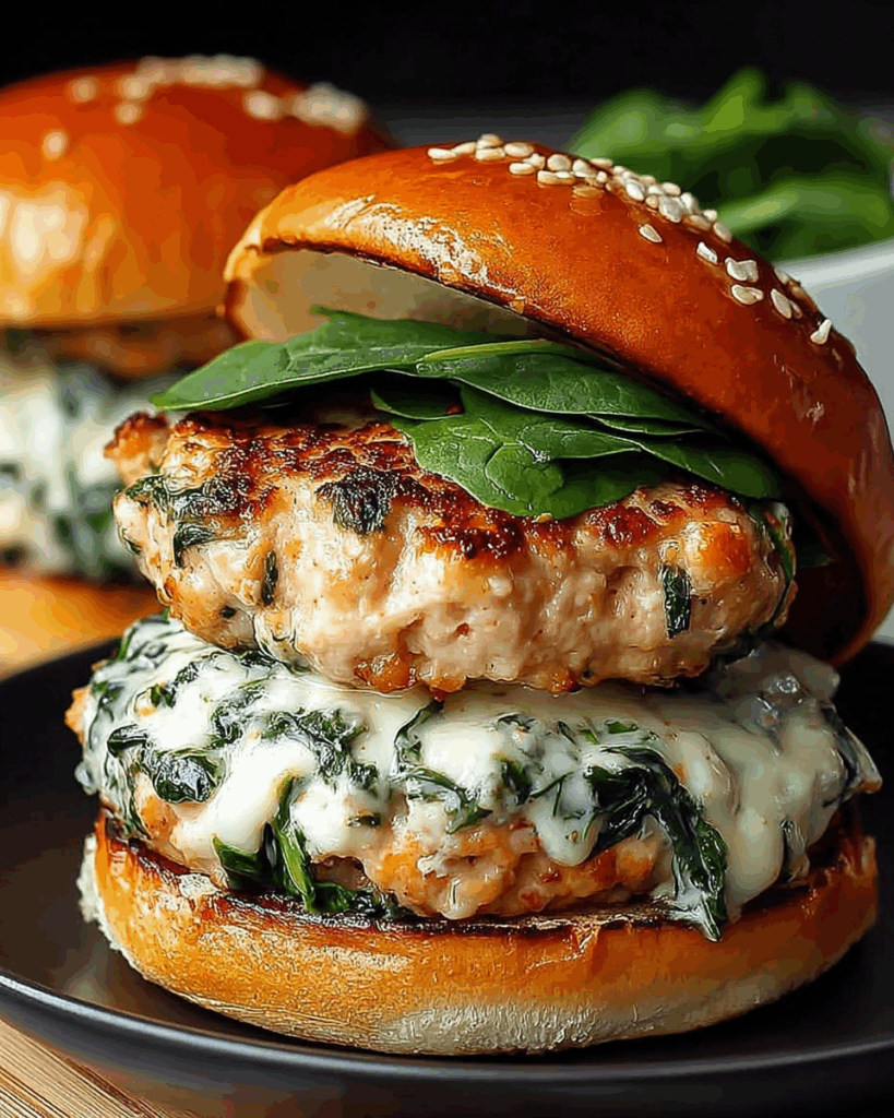 White Cheddar Spinach Chicken Burgers 3
