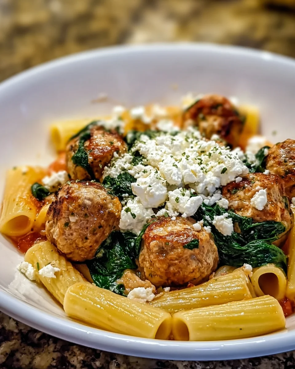 Zesty Turkey Ricotta Meatballs with Garlic Spinach Rigatoni: A Delicious Recipe to Try Today!
