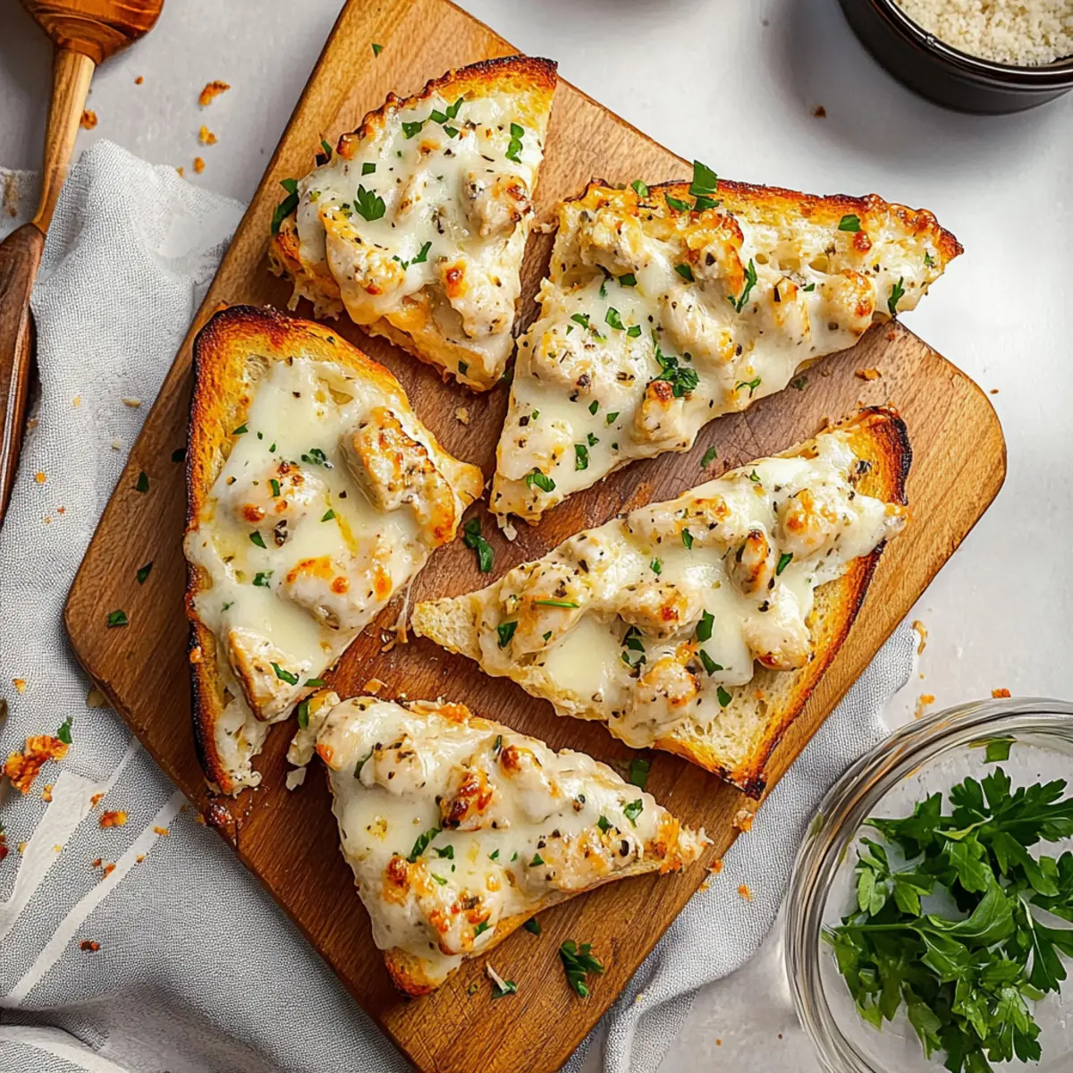 Chicken Alfredo Garlic Bread gqjtvo