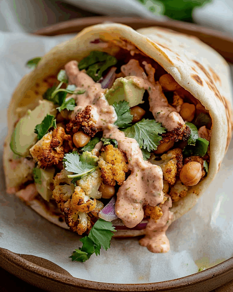 Chili Lime Chickpea Cauliflower Wrap