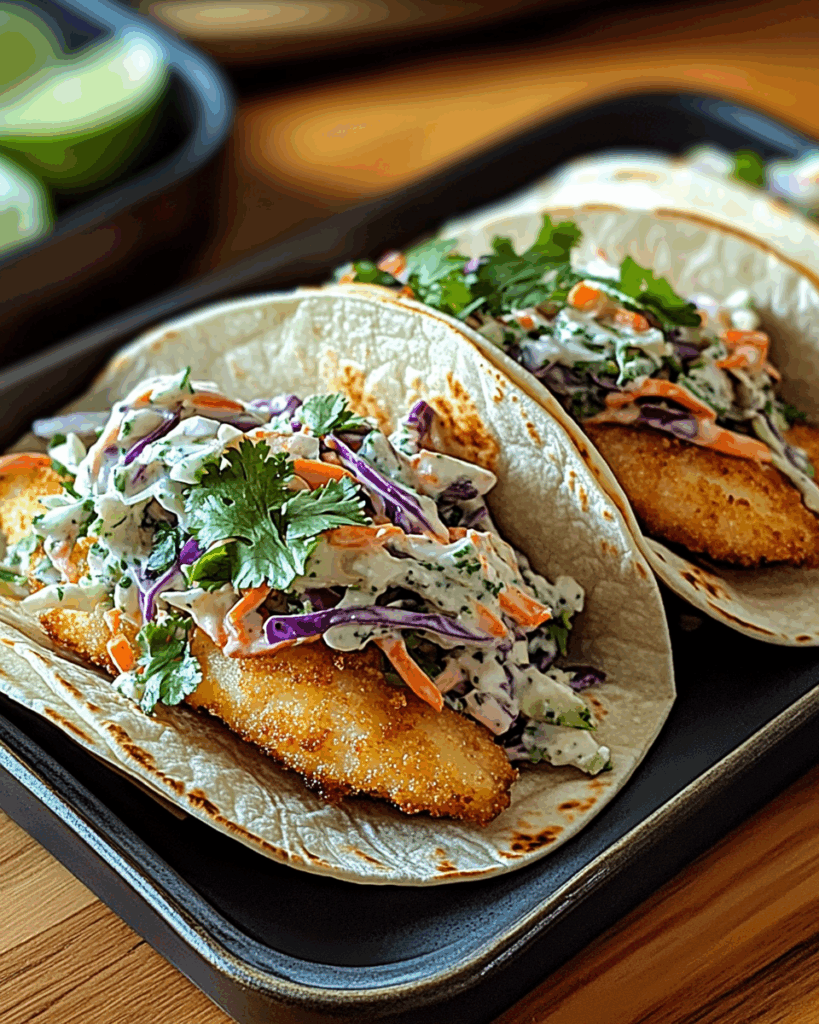Crispy Fish Tacos with Cilantro Lime Slaw 2