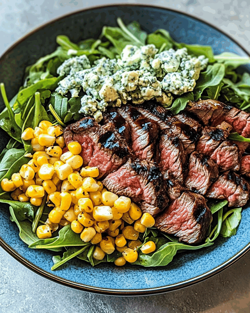 Grilled Balsamic Steak Salad with Gorgonzola and Corn