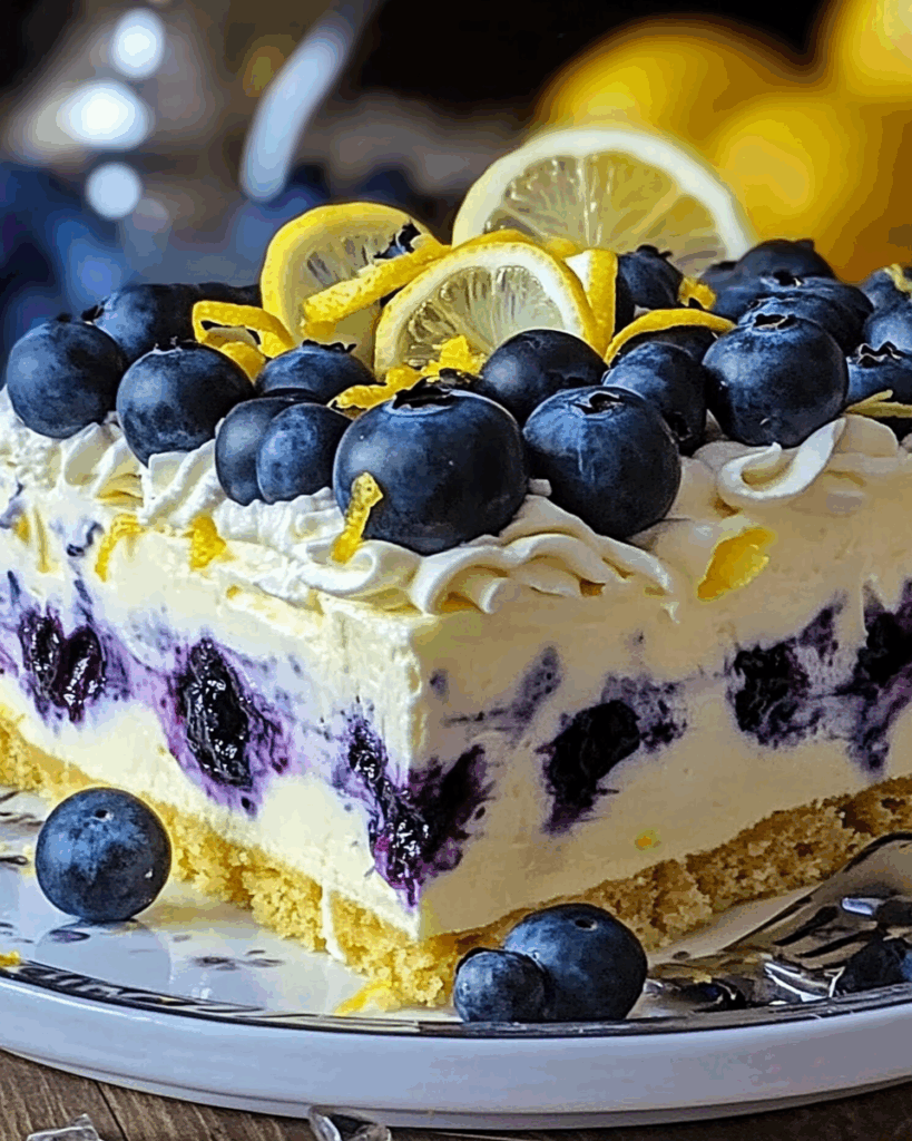 Lemon Blueberry No Bake Cream Cake 2