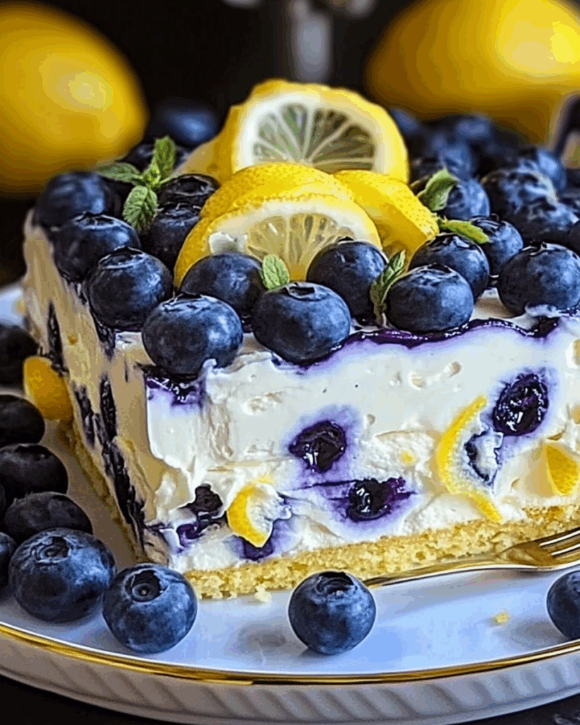 Lemon Blueberry No Bake Cream Cake 3