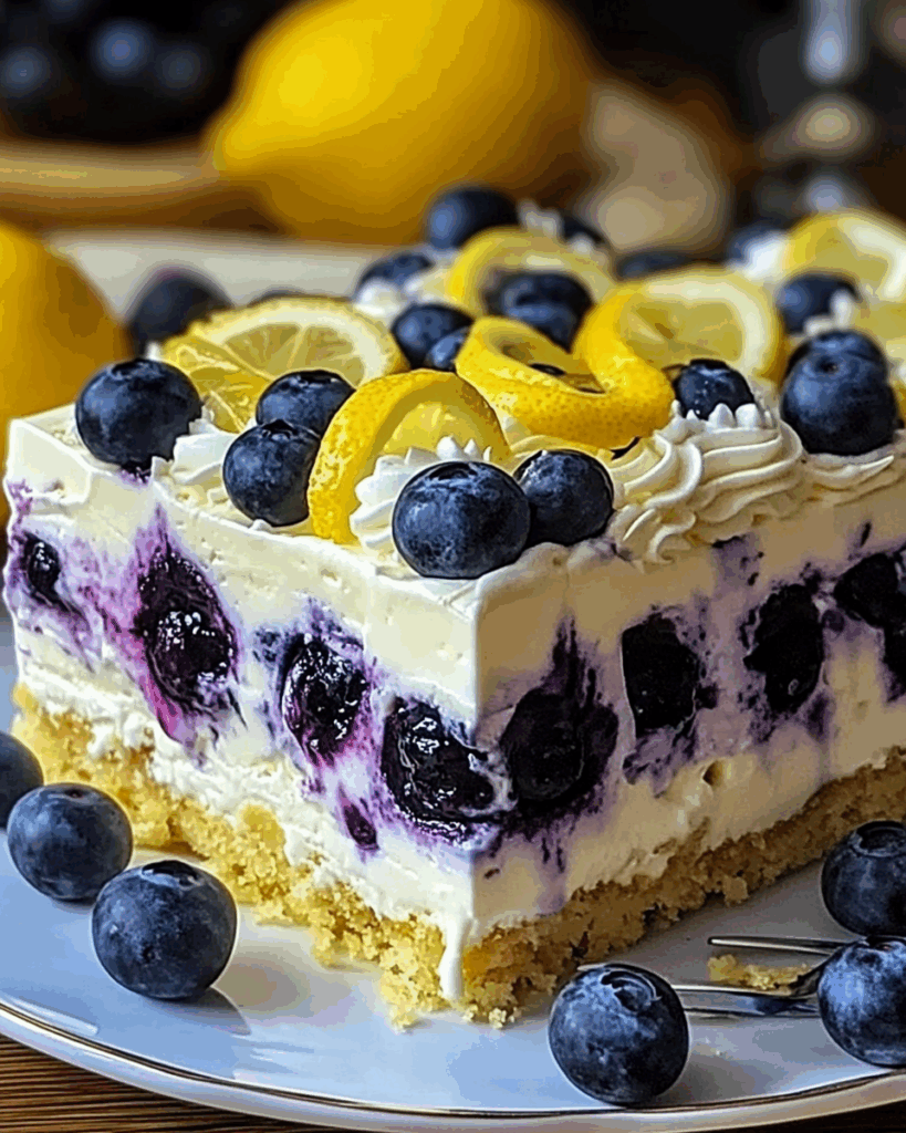Lemon Blueberry No Bake Cream Cake
