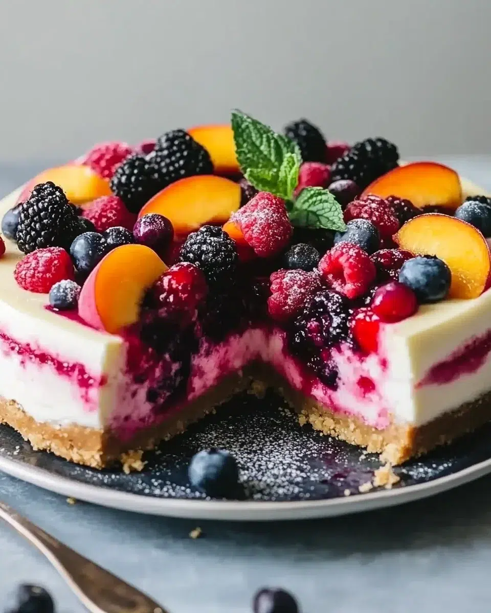 No-Bake Summer Berry and Peach Cheesecake Recipe Delight