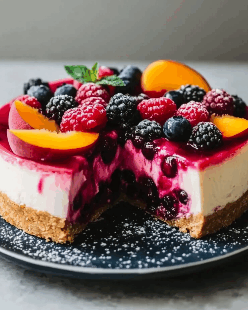 No Bake Summer Berry and Peach Cheesecake 3