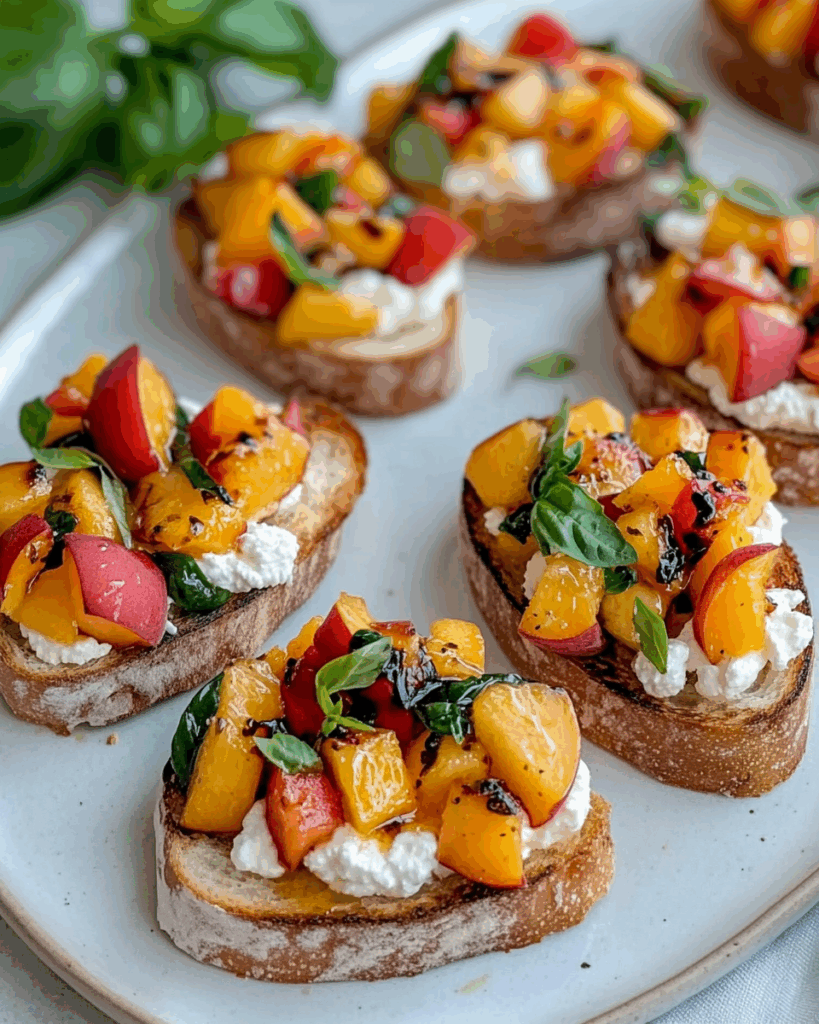 Quick Peach Bruschetta with Whipped Ricotta 2