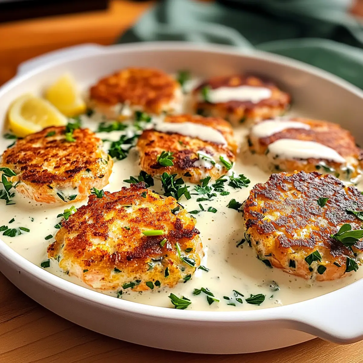 Salmon Patties with Creamy Lemon Garlic Sauce lvnett