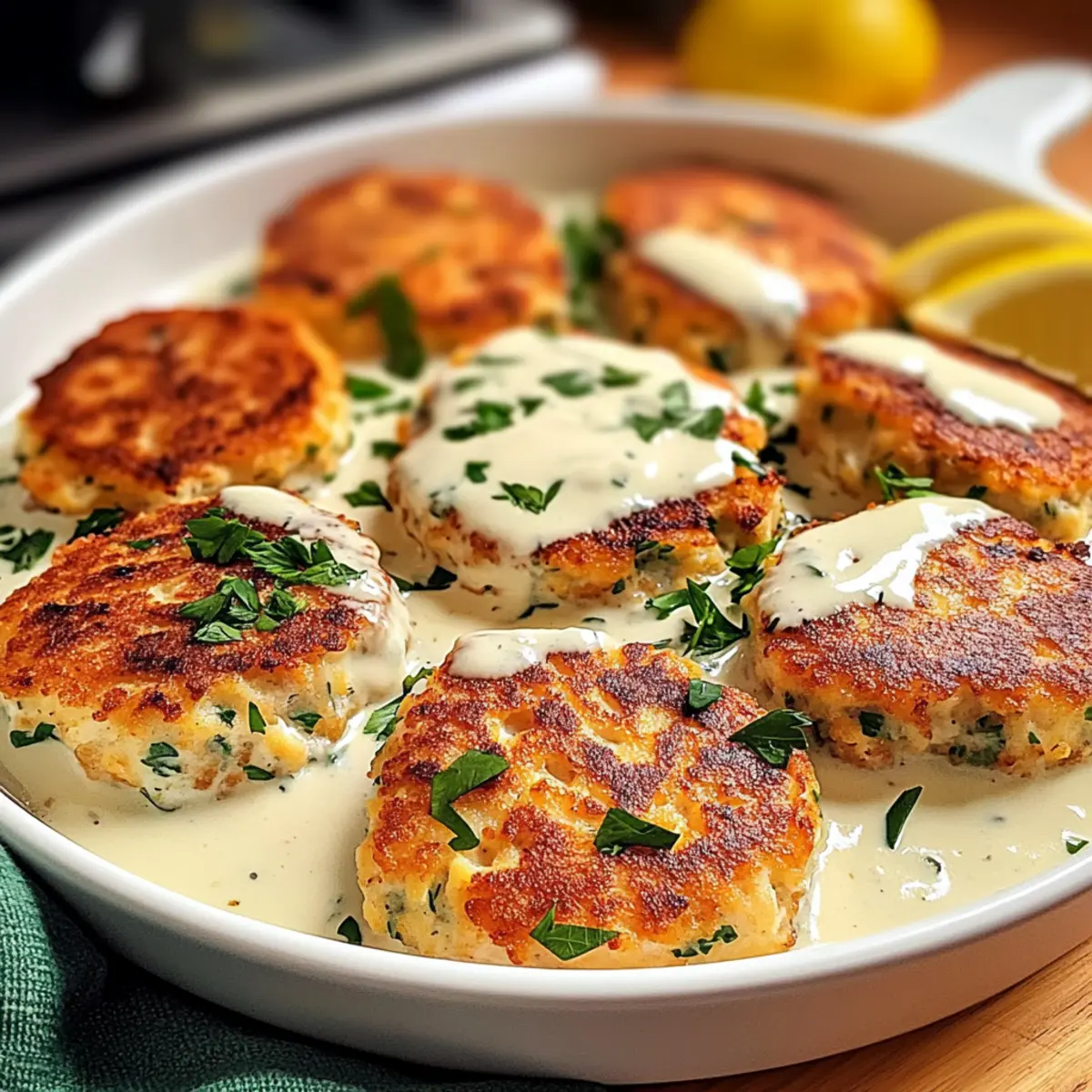 Savory Salmon Patties with Creamy Lemon-Garlic Sauce Delight