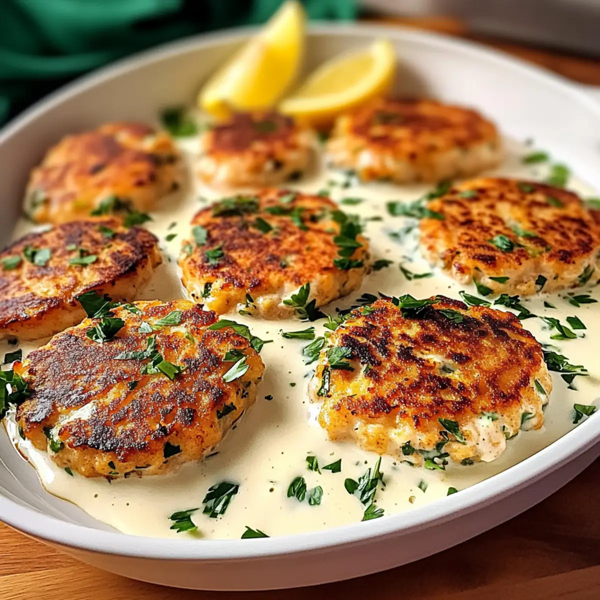 Salmon Patties with Creamy Lemon Garlic Sauce ywrzt3