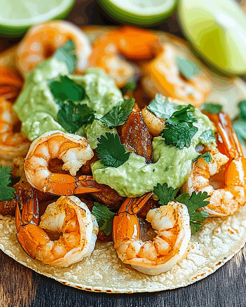 Shrimp Tacos with Avocado Lime Crema