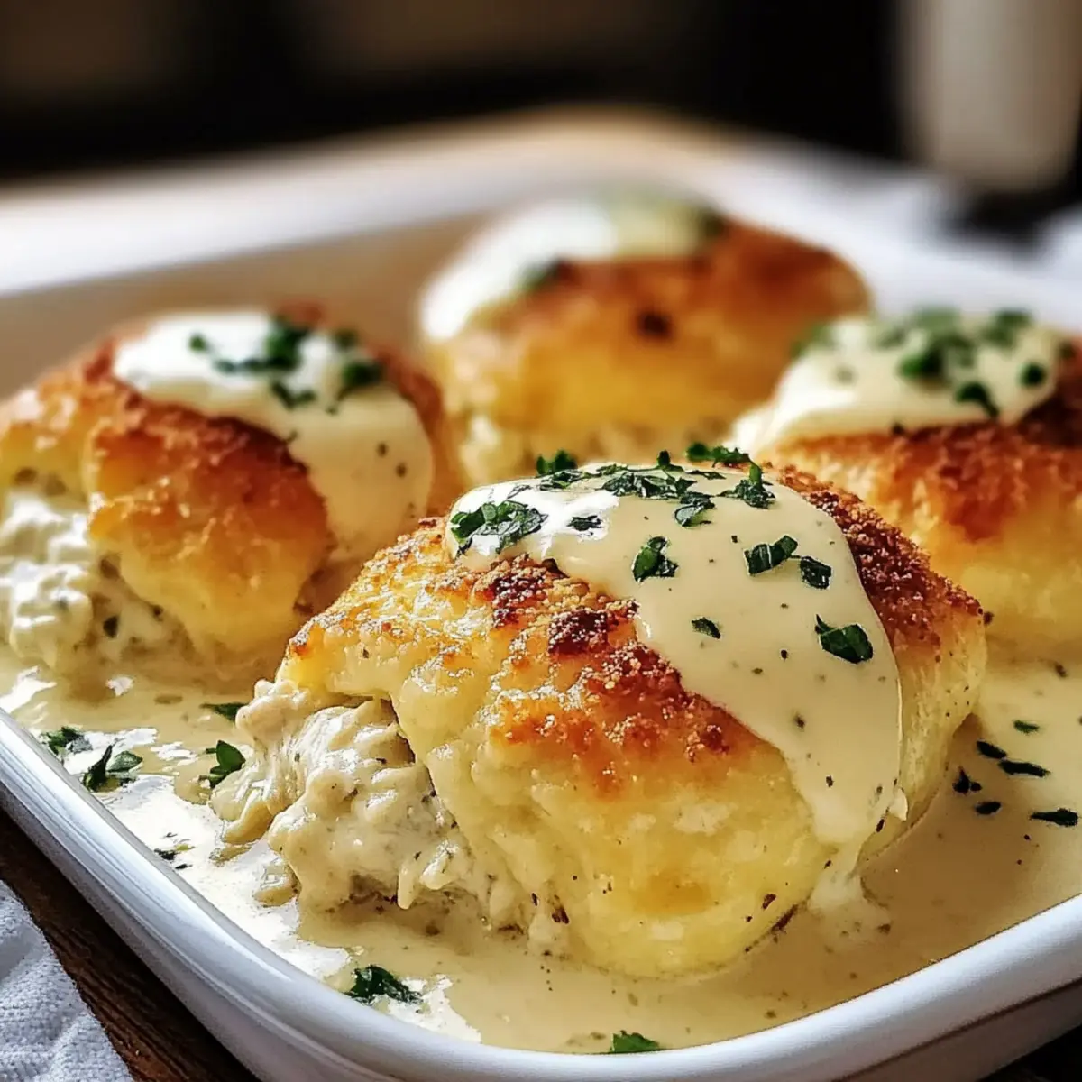 Chicken Pillows with Creamy Parmesan Sauce for Cozy Nights