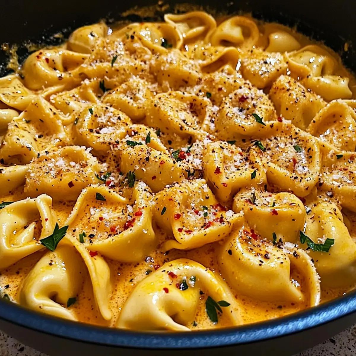 One-Pot Spicy Garlic Butter Chicken Tortellini Bliss