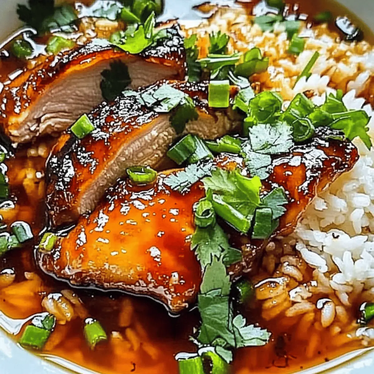 Caramelised Soy Chicken in Garlic Ginger Broth with Rice Bliss