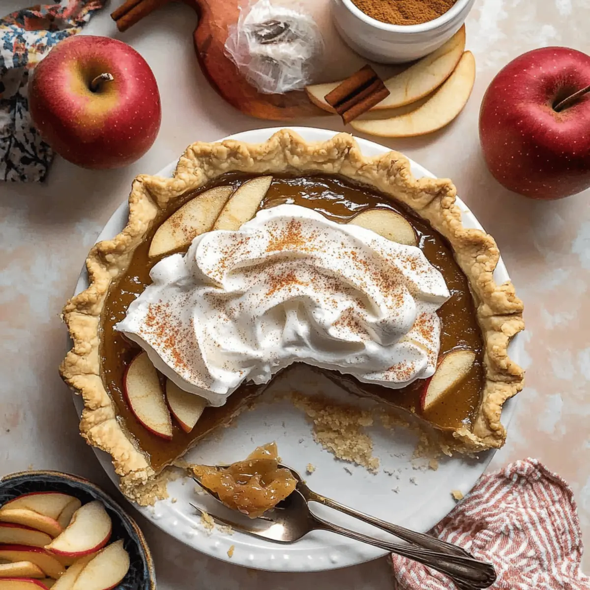 Delightful Apple Butter Pie with Cinnamon Whipped Cream