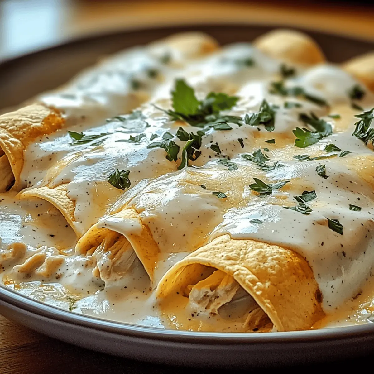 Delicious Chicken Enchiladas with Sour Cream White Sauce