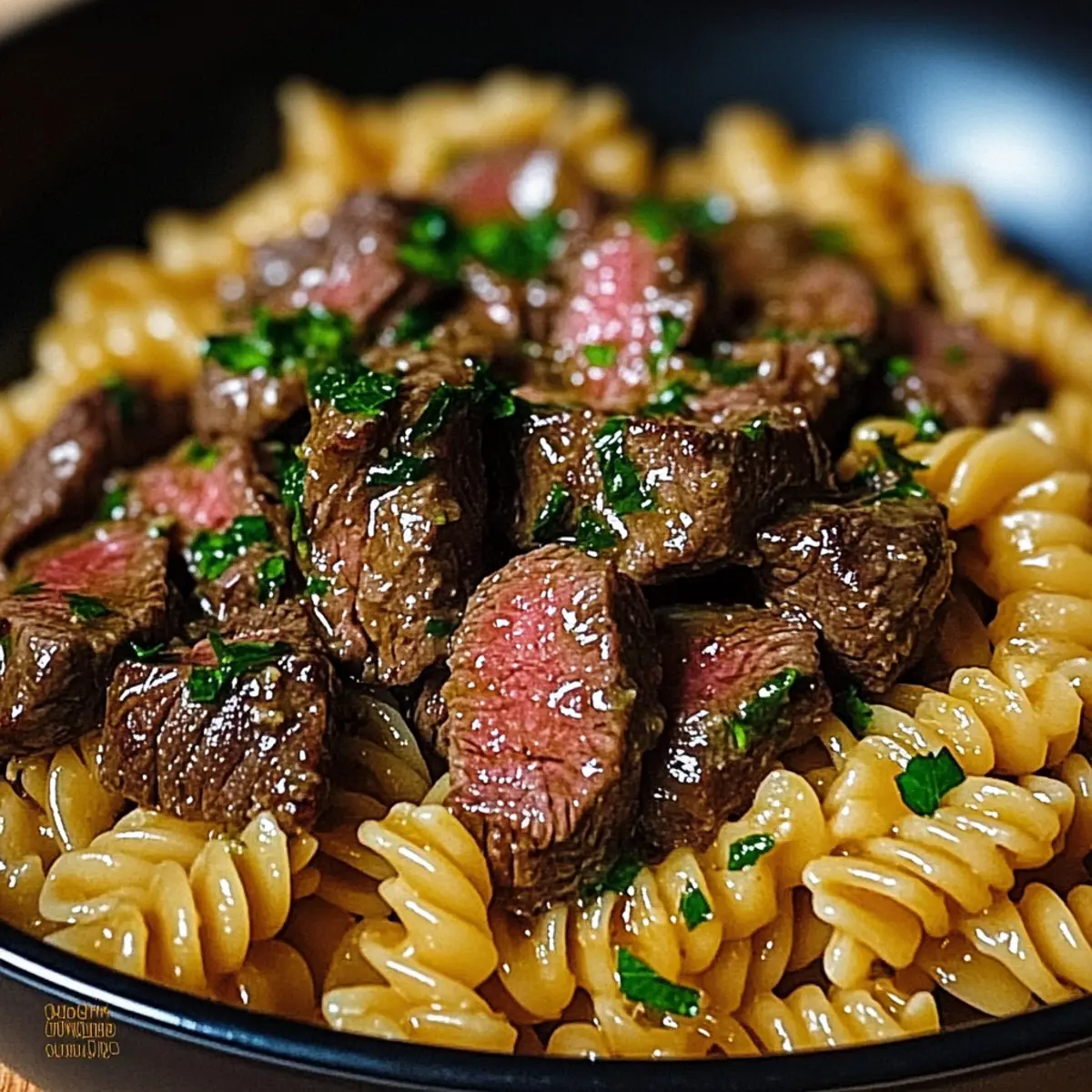 One-Pot Creamy Spicy Garlic Butter Steak & Pasta Delight