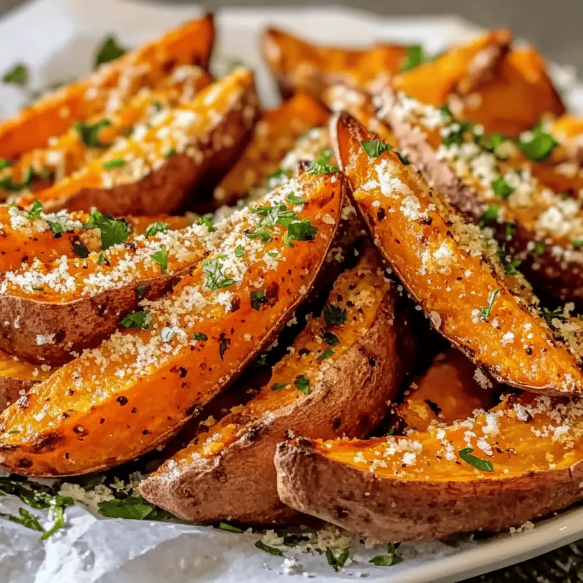 Baked Garlic Parmesan Sweet Potato Wedges You'll Crave