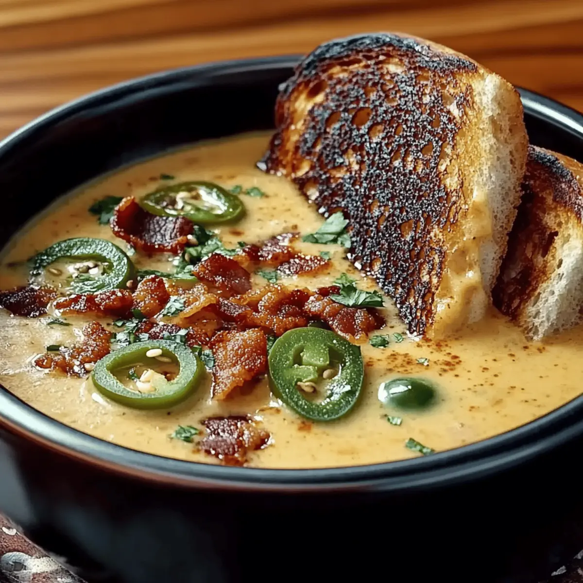 Spicy Jalapeño Popper Soup with Grilled Cheese Dippers Bliss