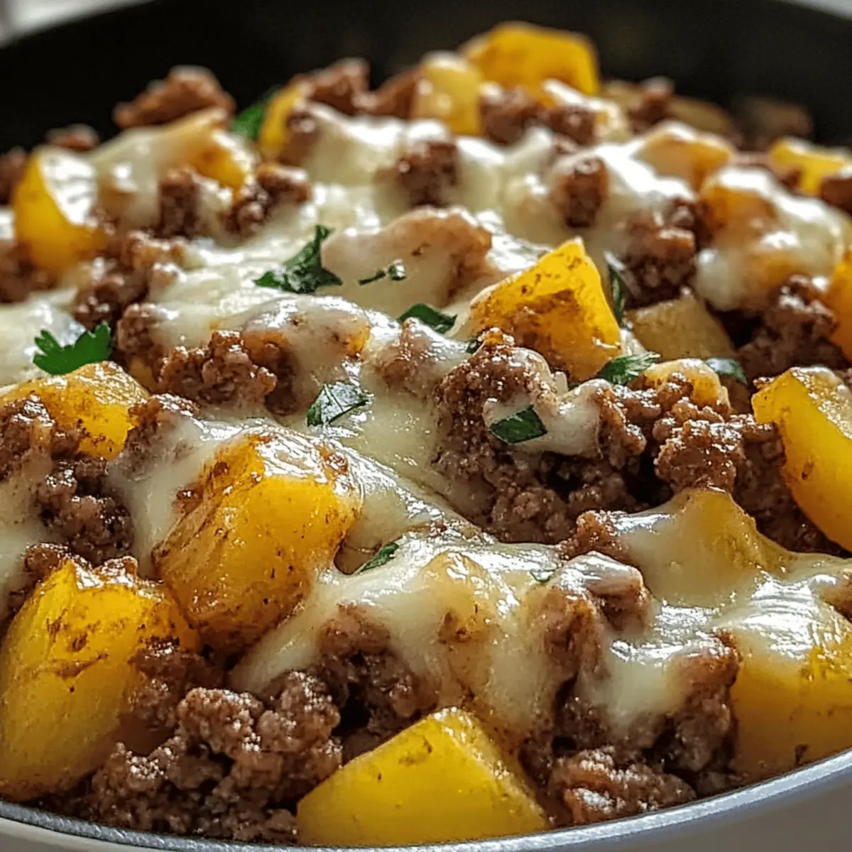 One-Pan Cheesy Meat & Potato Skillet for Easy Comfort Cooking