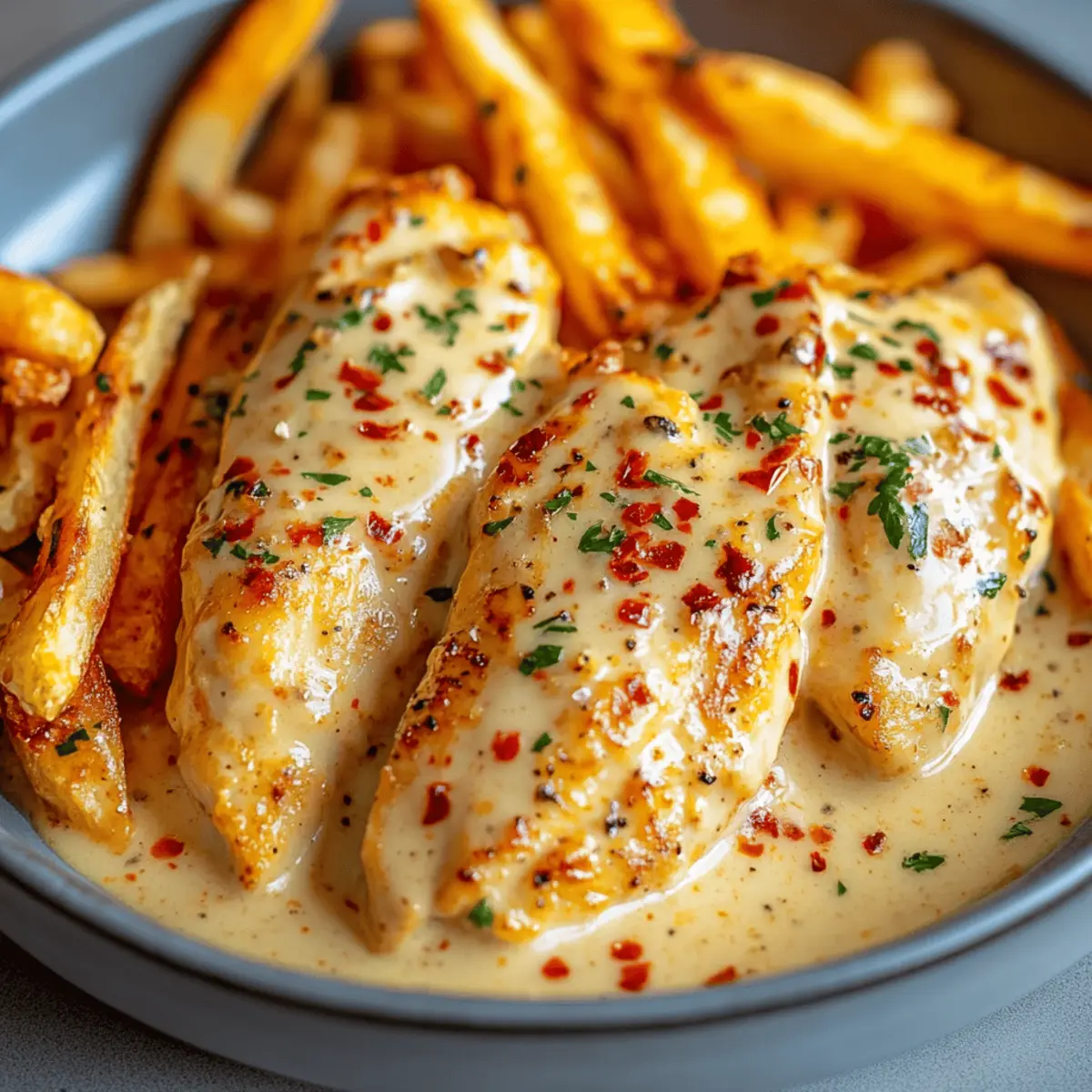 Savor Chicken Fillet in Spicy, Creamy Garlic-Parmesan Sauce