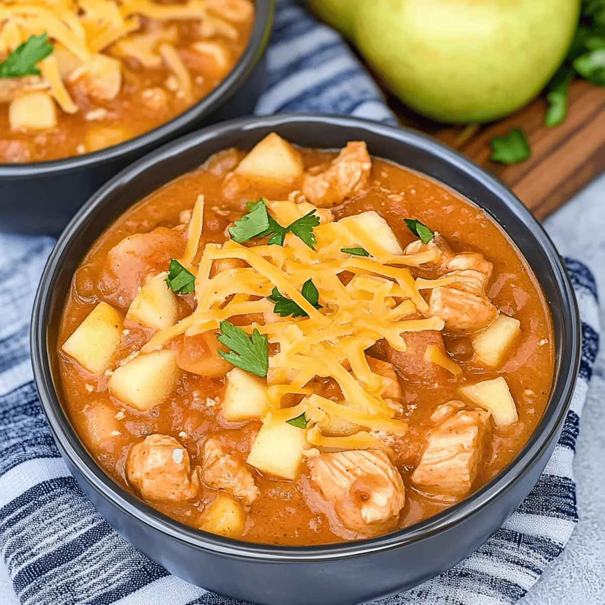 Cozy Up with White Cheddar Apple Chicken Chili Delight