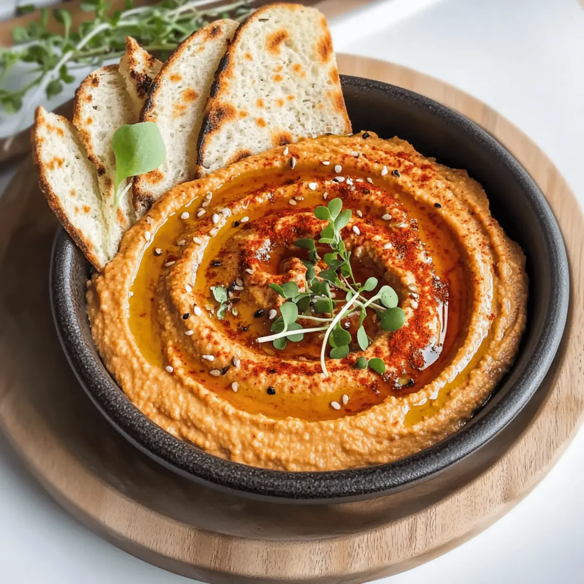 Creamy Roasted Garlic and Red Pepper Hummus Recipe