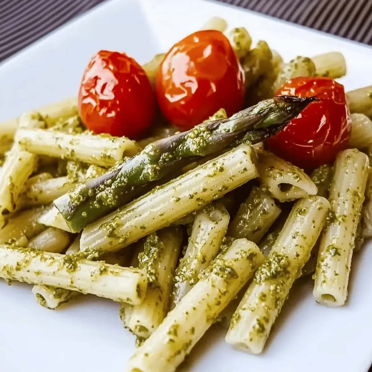 Asparagus Pesto Pasta with Roasted Tomatoes agw3s6