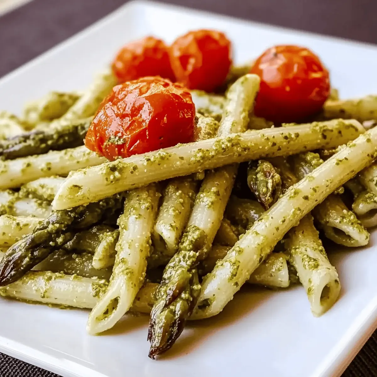Asparagus Pesto Pasta with Roasted Tomatoes zbflno