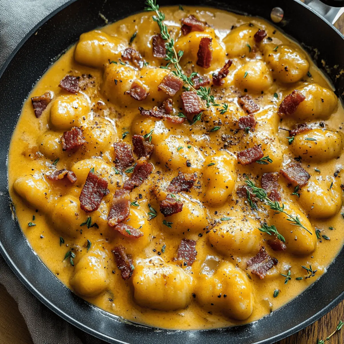 Creamy Pumpkin Gnocchi with Bacon btcalt